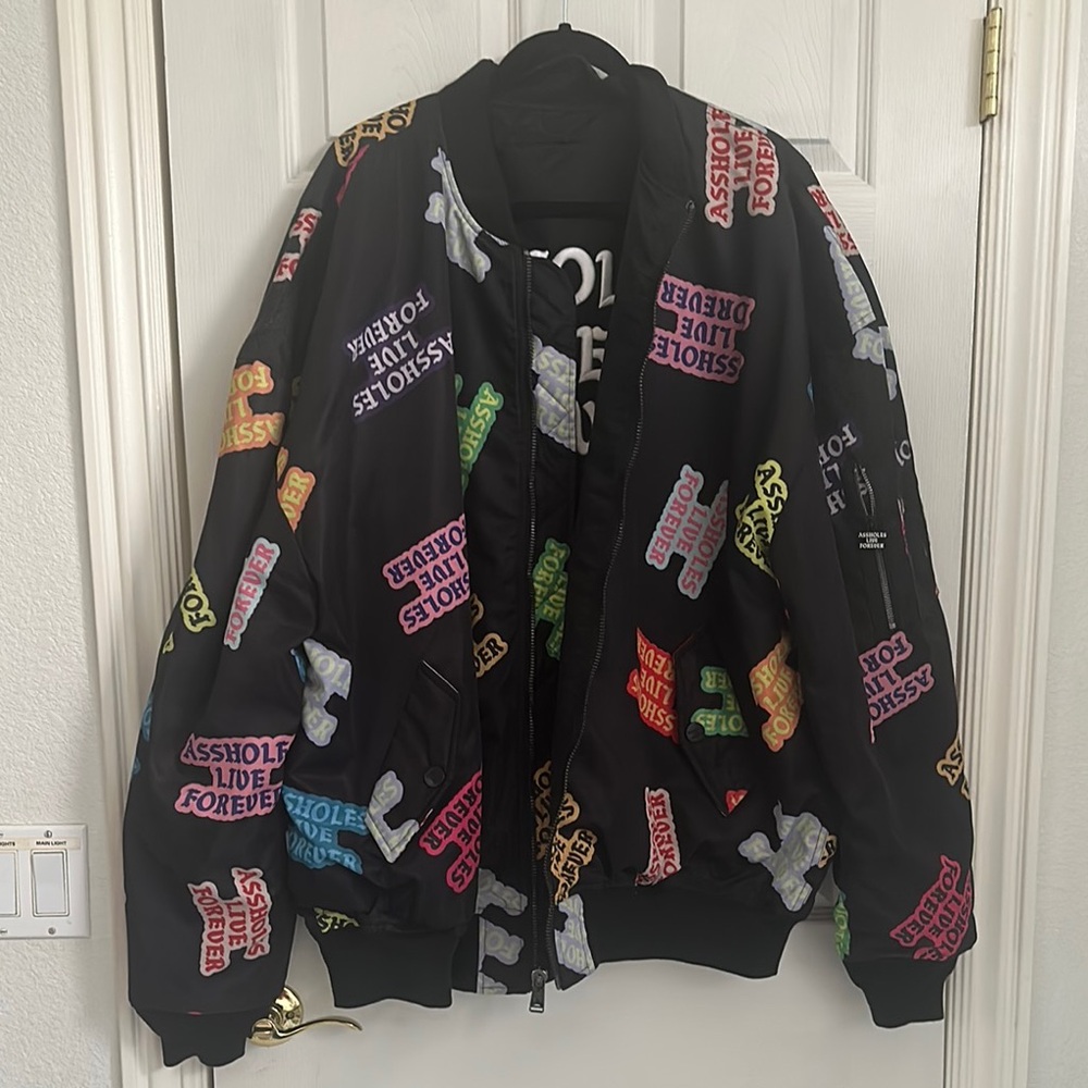 Assholes Live Forever Multi-Color REVERSIBLE Bomber Jacket - XXXL